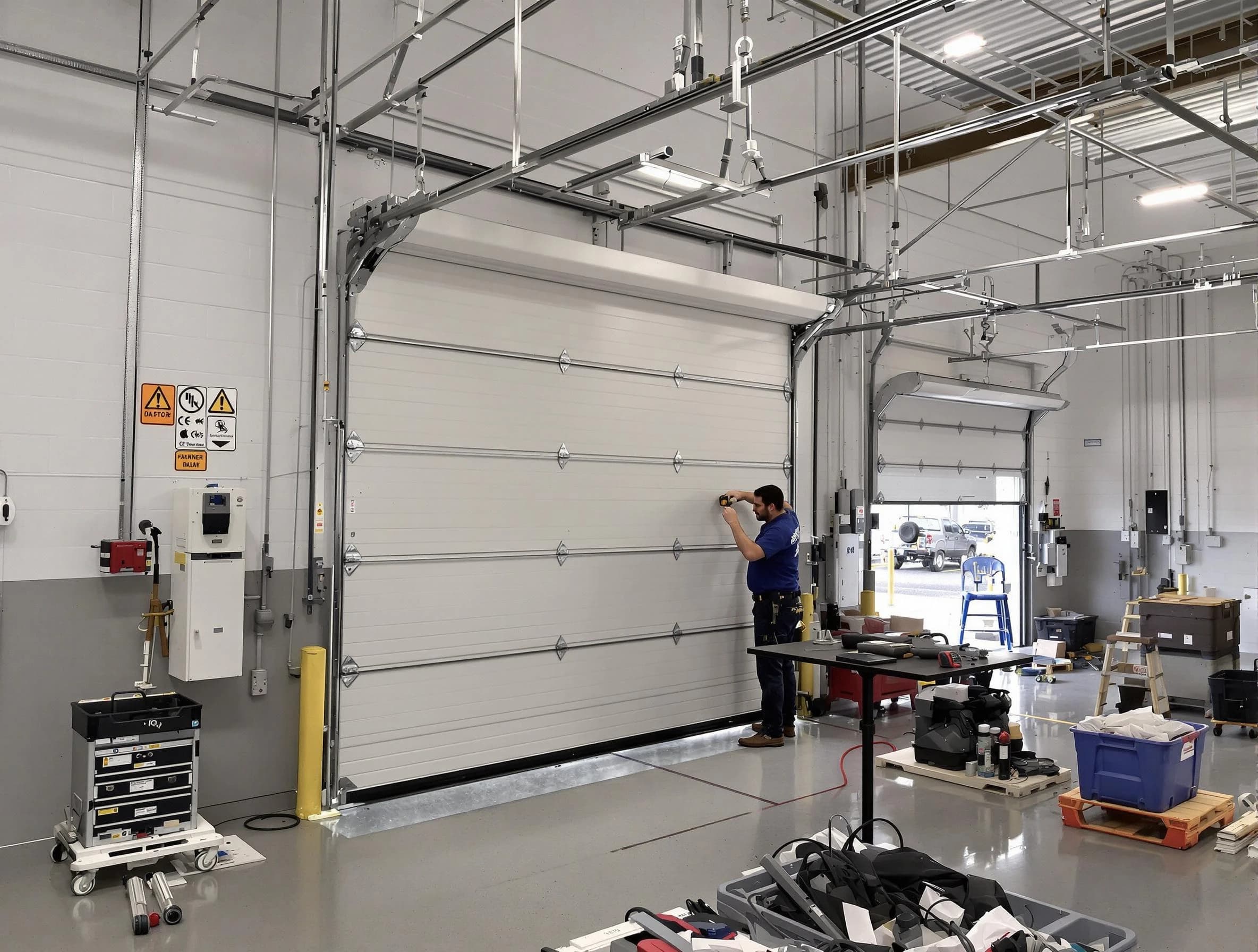 Commercial garage door repair being performed by Chelsea Garage Door Repair expert in Chelsea