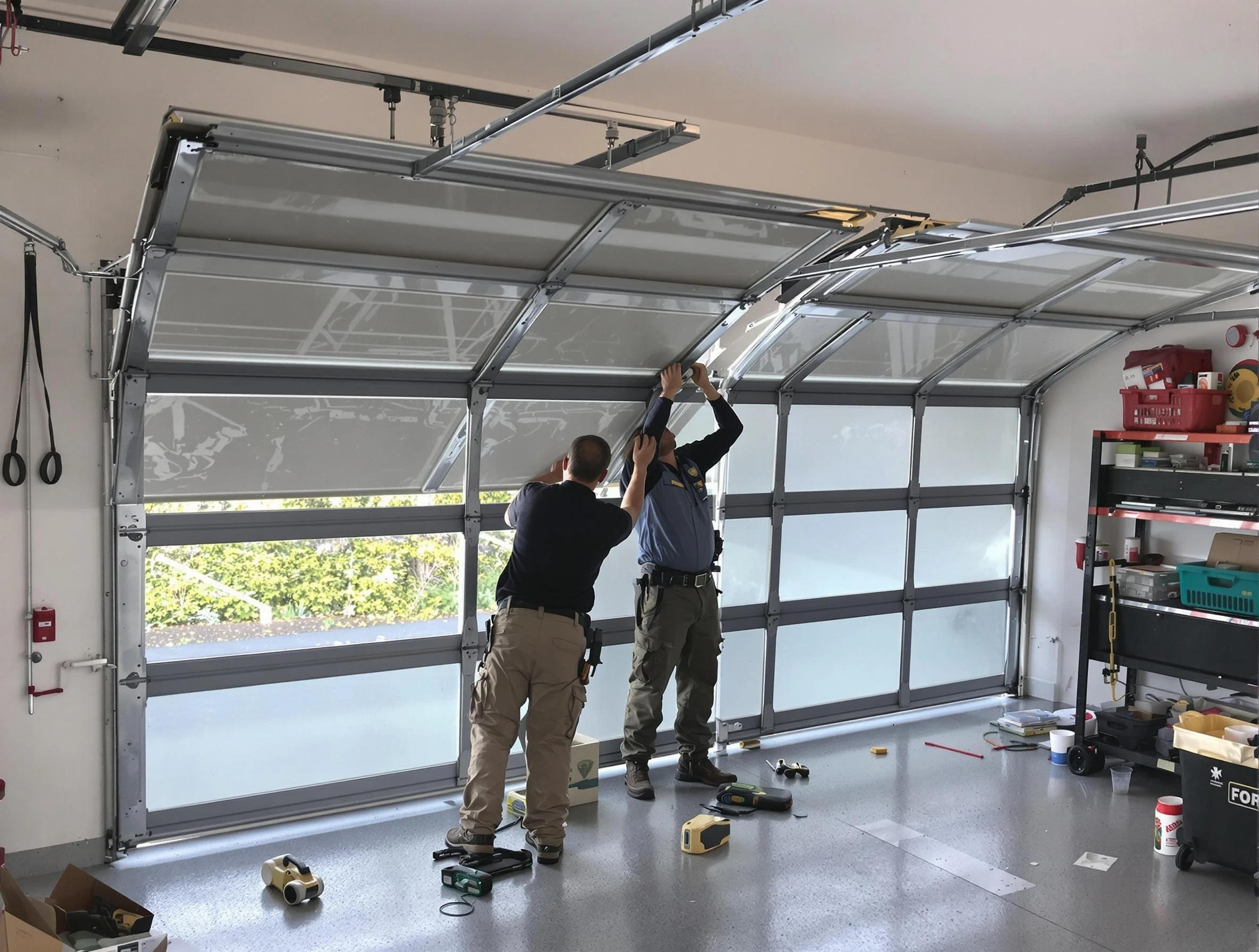Chelsea Garage Door Repair expert performing precise panel replacement on Chelsea garage door