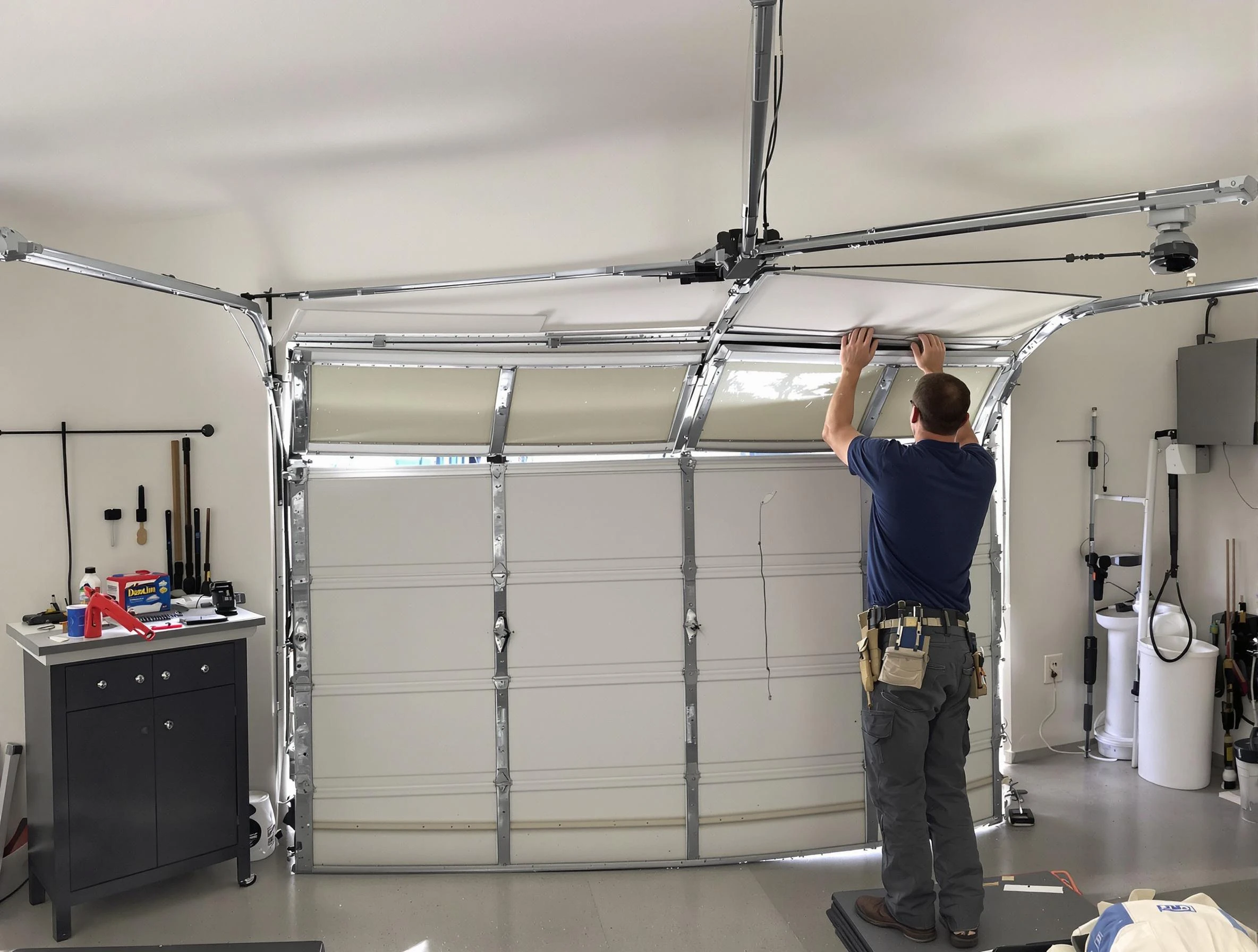 Chelsea Garage Door Repair specialist performing precise section replacement on Chelsea garage door